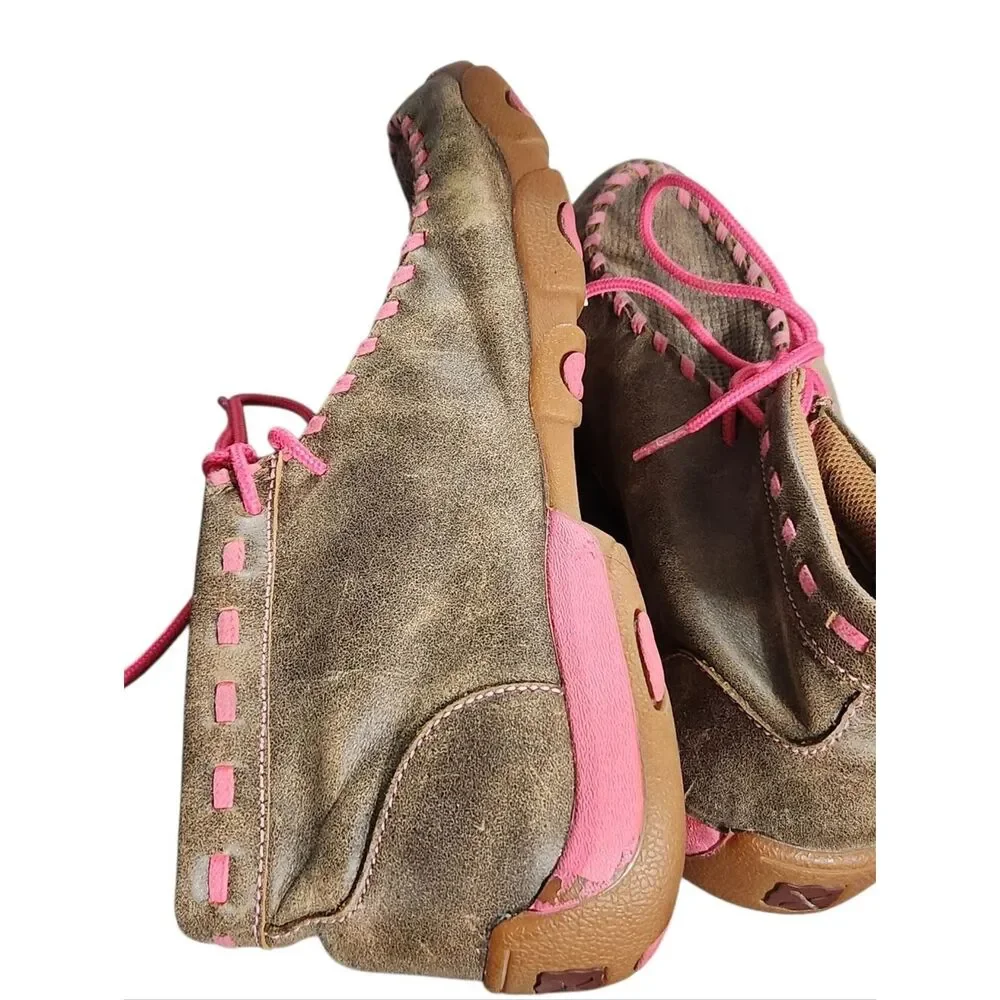 Twisted X Youth Girls' Brown Breast Cancer Moccasin Boots - Moc Toe Size 5.5 M